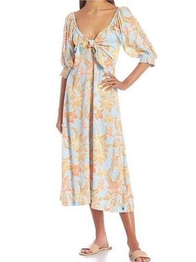 Roxy Evening Delight Tie Bow Midi Dress